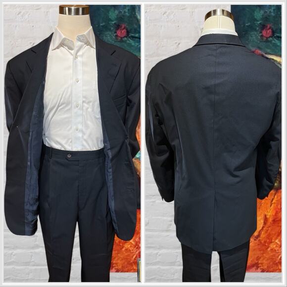 Vtg Chaps Ralph Lauren Giovedi Suit 46L 38x31 Navy Blue John L Ashe Exclusive - Picture 4 of 16